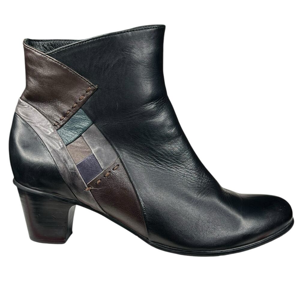 Spring Step Women’s Gaspar Black Leather Side Zip Ankle Boot Size 40 US 9
